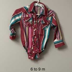 Wrangler western pearl snap baby onesie